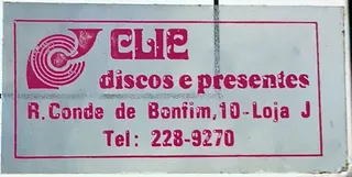 Etiqueta da loja de discos e presentes Clic, situada na Tijuca, RJ