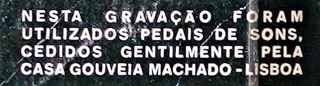 Agradecimento à Casa Gouveia Machado na capa de um disco de vinil