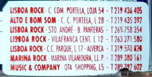 Autocolante da loja de discos Marina Rock, localizada em Vilamoura