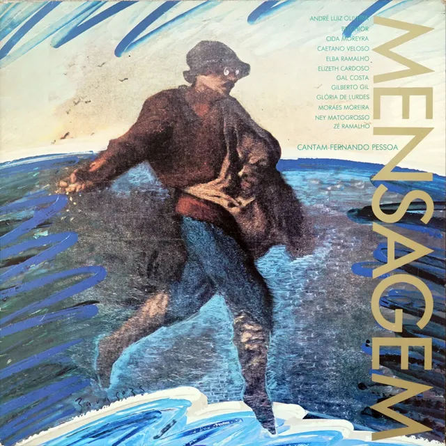 Capa do álbum Mensagem, com vários intérpretes brasileiros cantando Fernando Pessoa